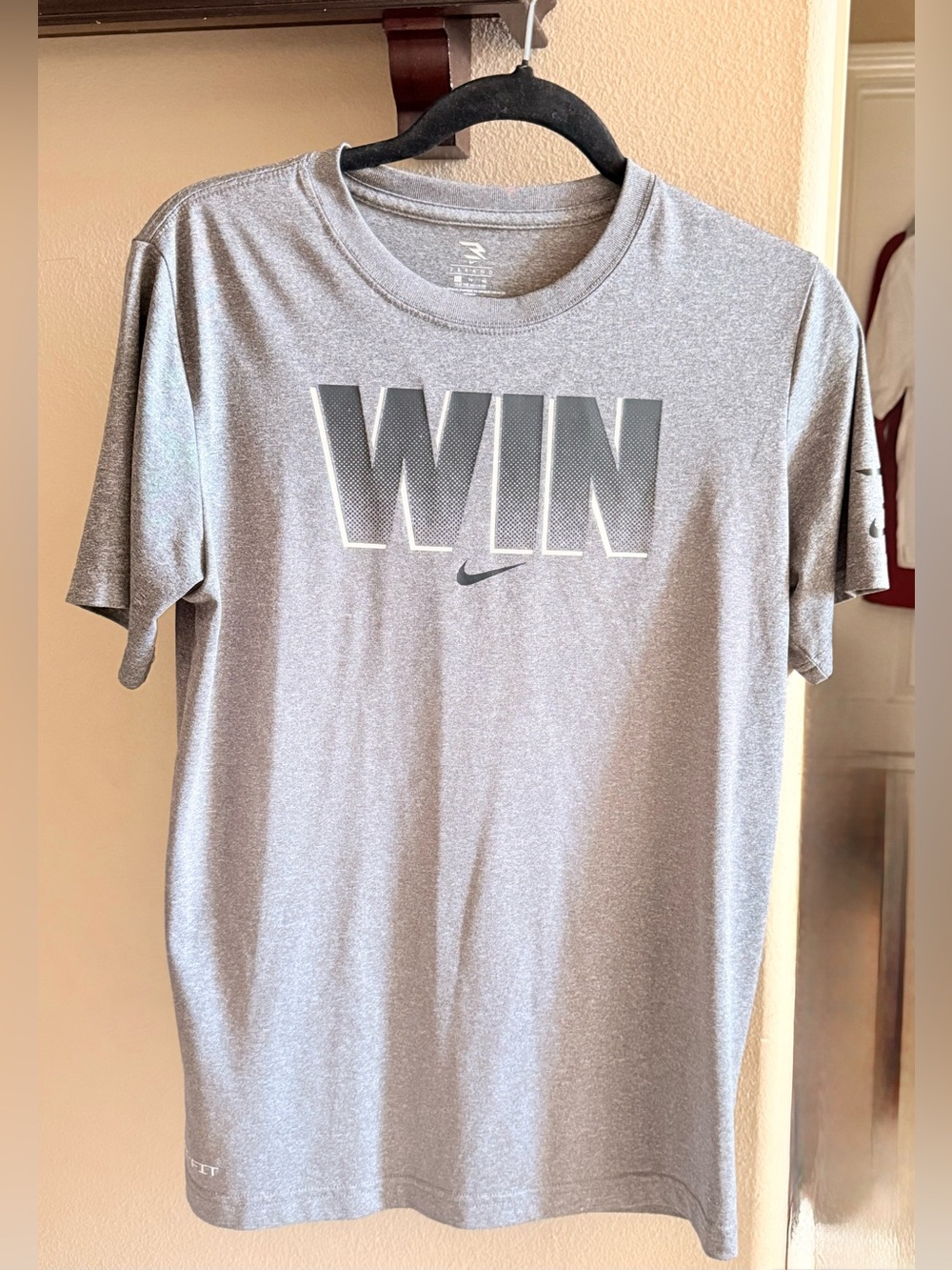 Nike Men’s Grey 'WIN' Dri-FIT Athletic T-Shirt